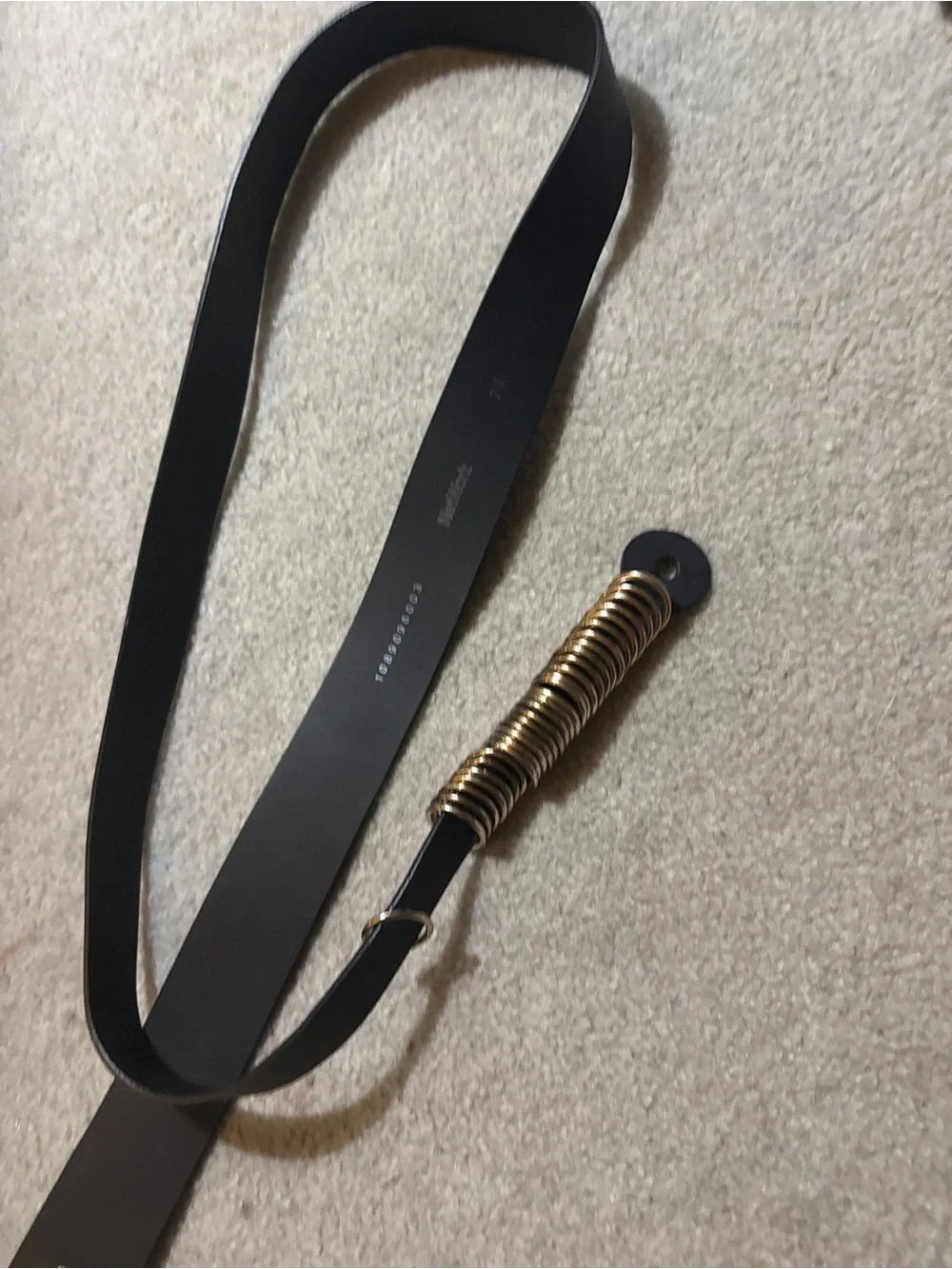 Black Leather woman Ring-Detail Belt